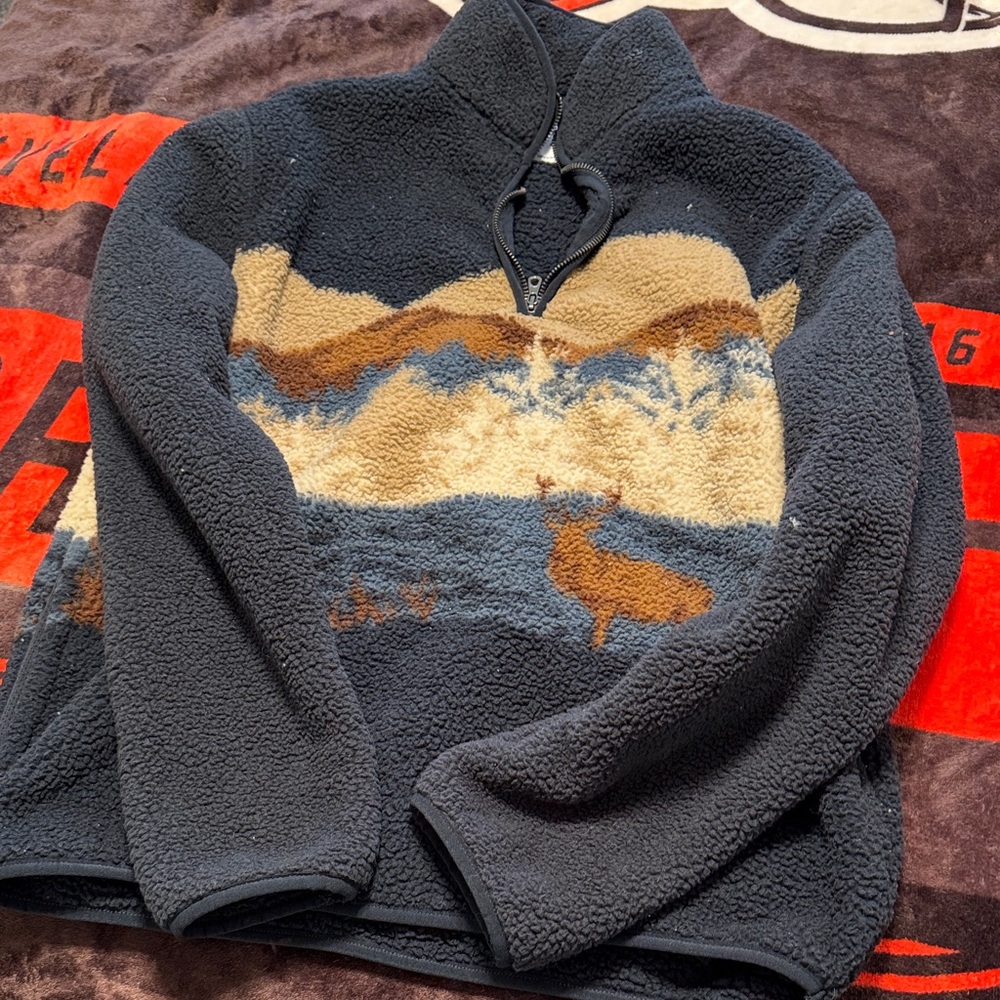 Men's Blue and Brown Sweater